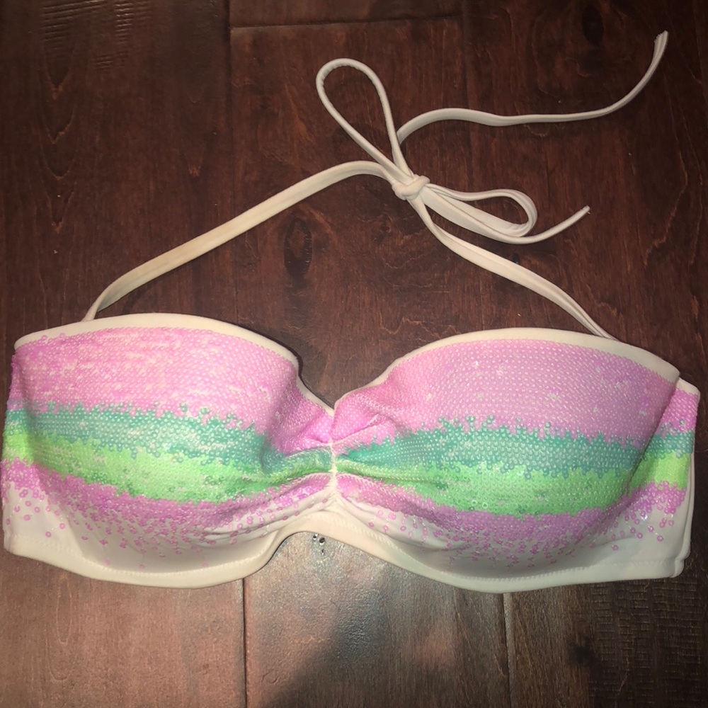VS bandeau sequin bikini top with removable strap